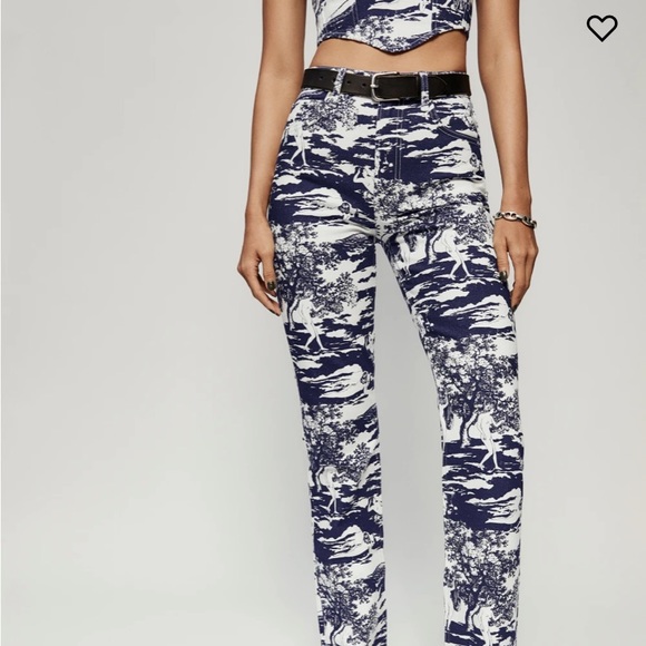 NWT Reformation Naked Lunch print Peyton high rise bootcut Jeans RARE size 29 - Picture 4 of 16